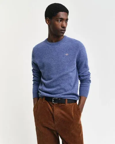 GANT - Extrafine Lambswool C-Neck, Stone Blue Melange