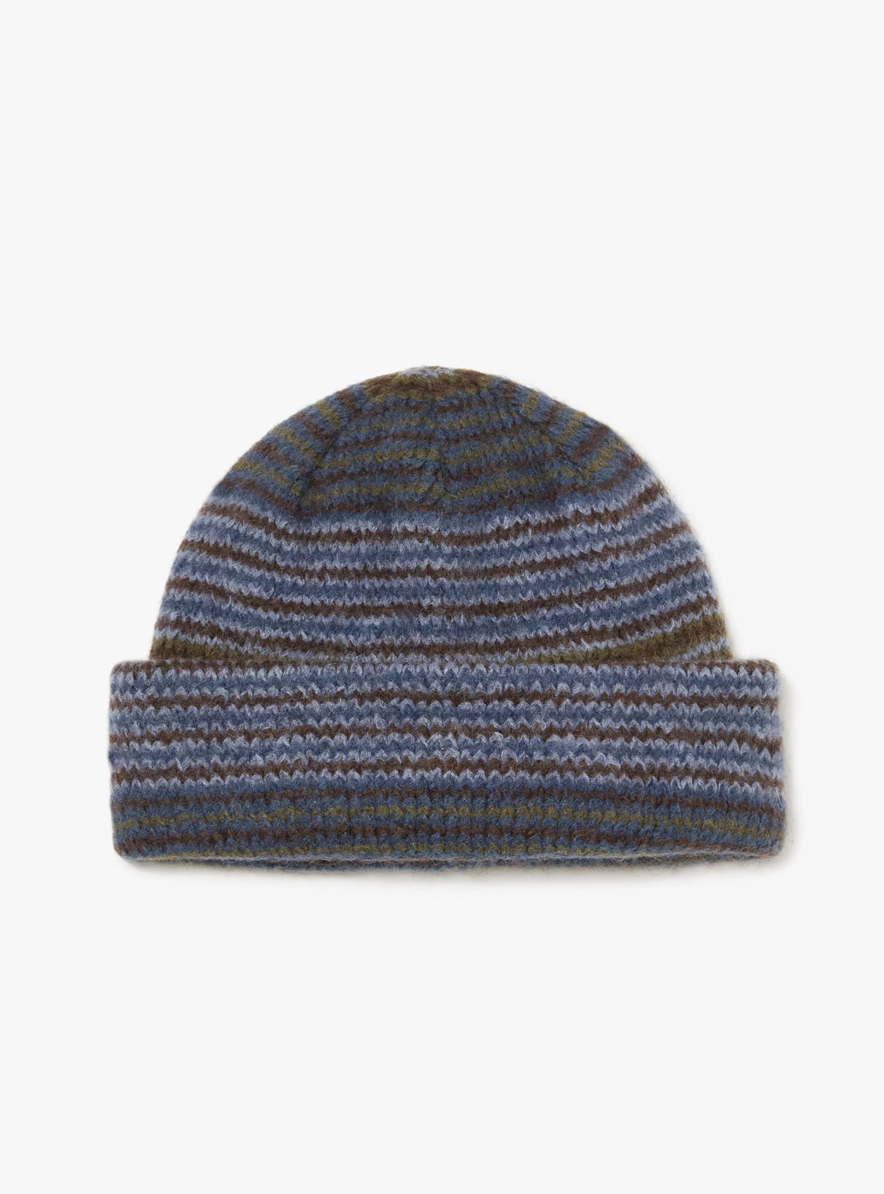 George Beanie Blue Green Stripe