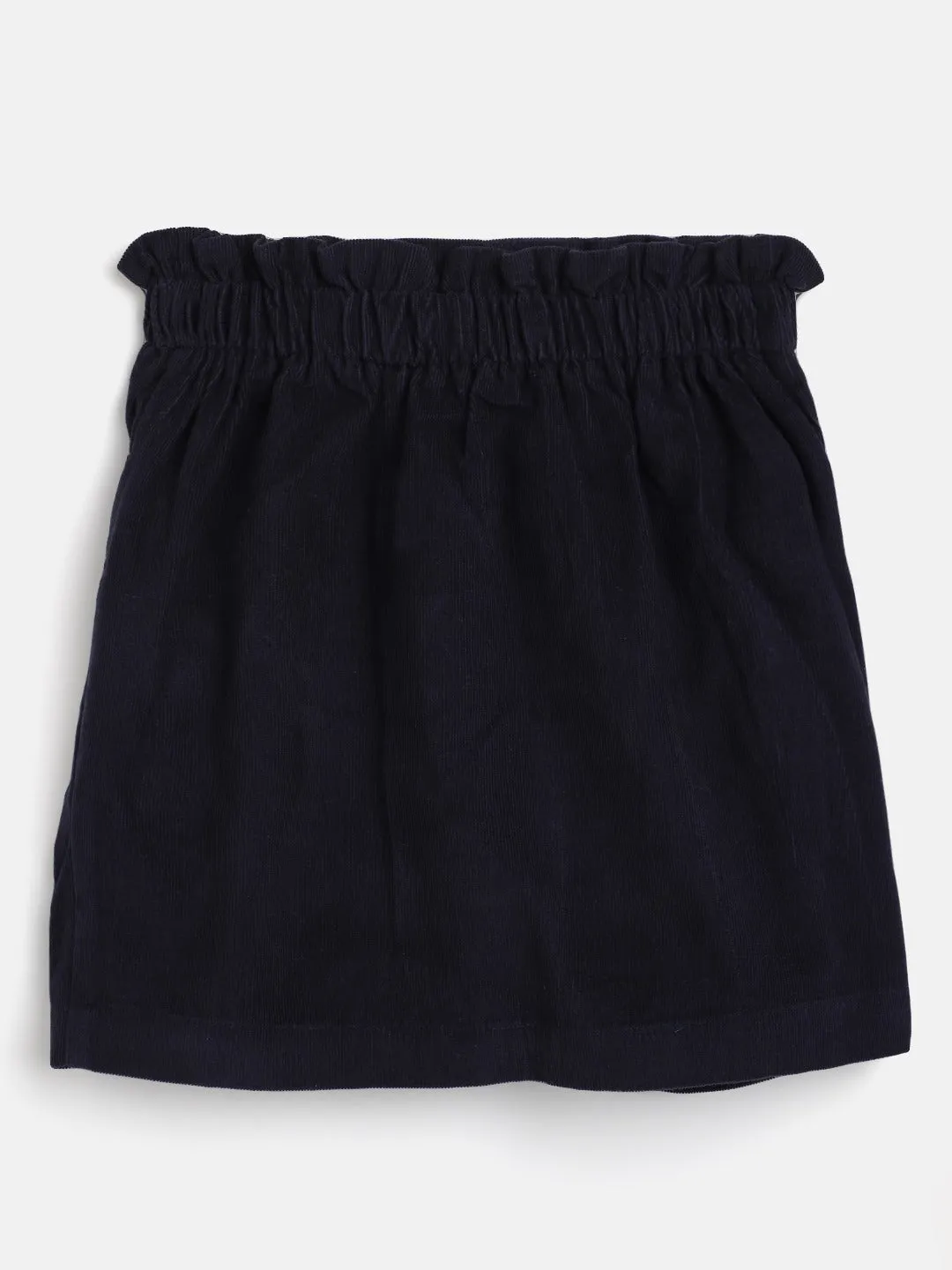 Girls Navy Corduroy Paper Bag Skirt