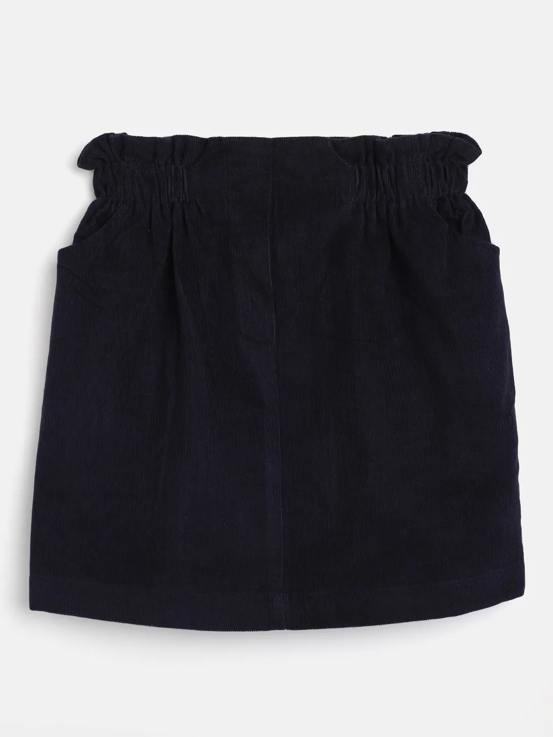 Girls Navy Corduroy Paper Bag Skirt