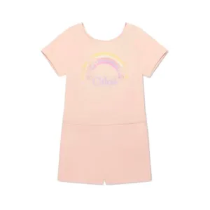 Girls Peach Rainbow Playsuit