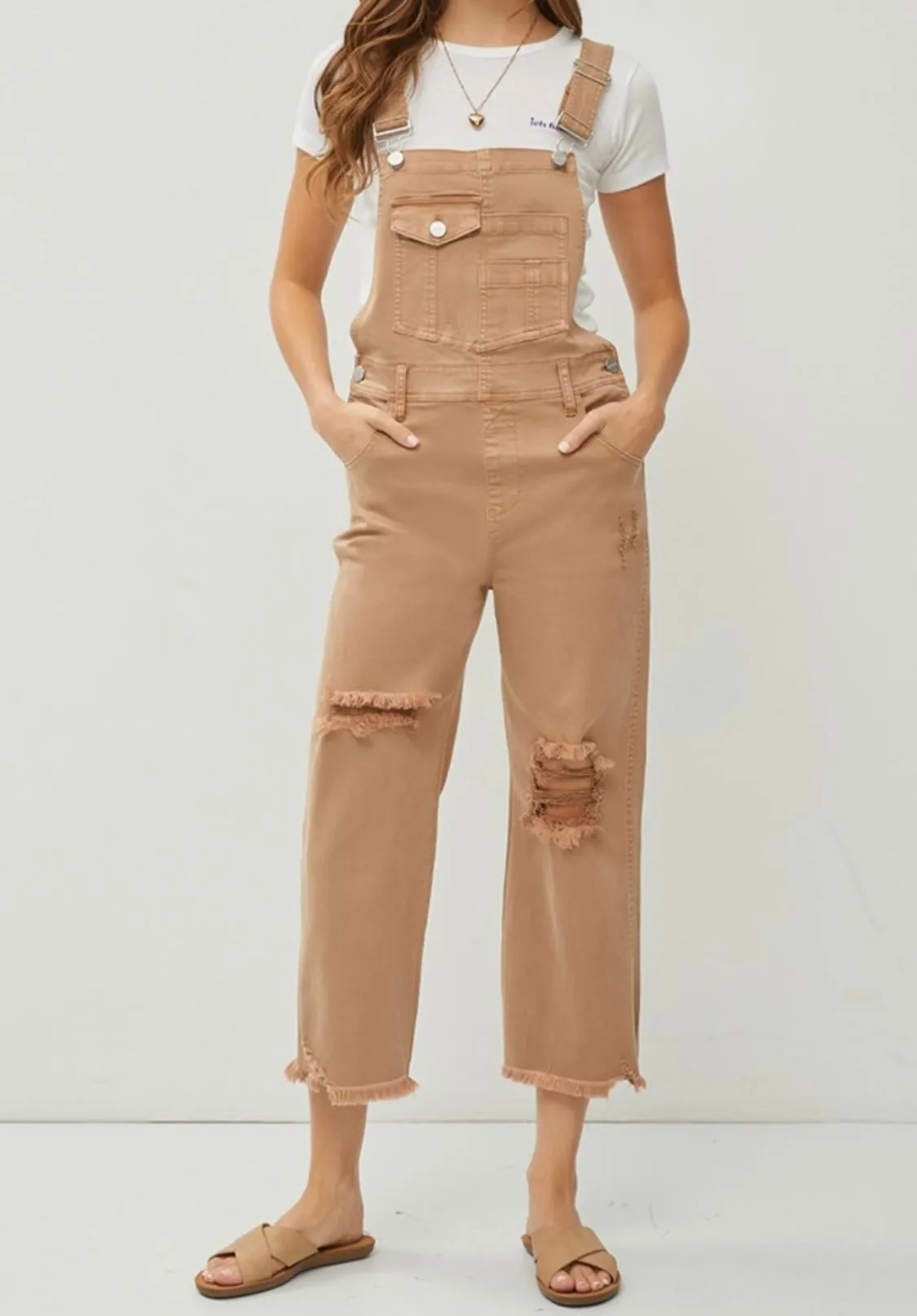 Good Times Distressed Straight Overalls