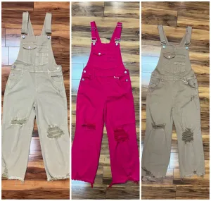 Good Times Distressed Straight Overalls