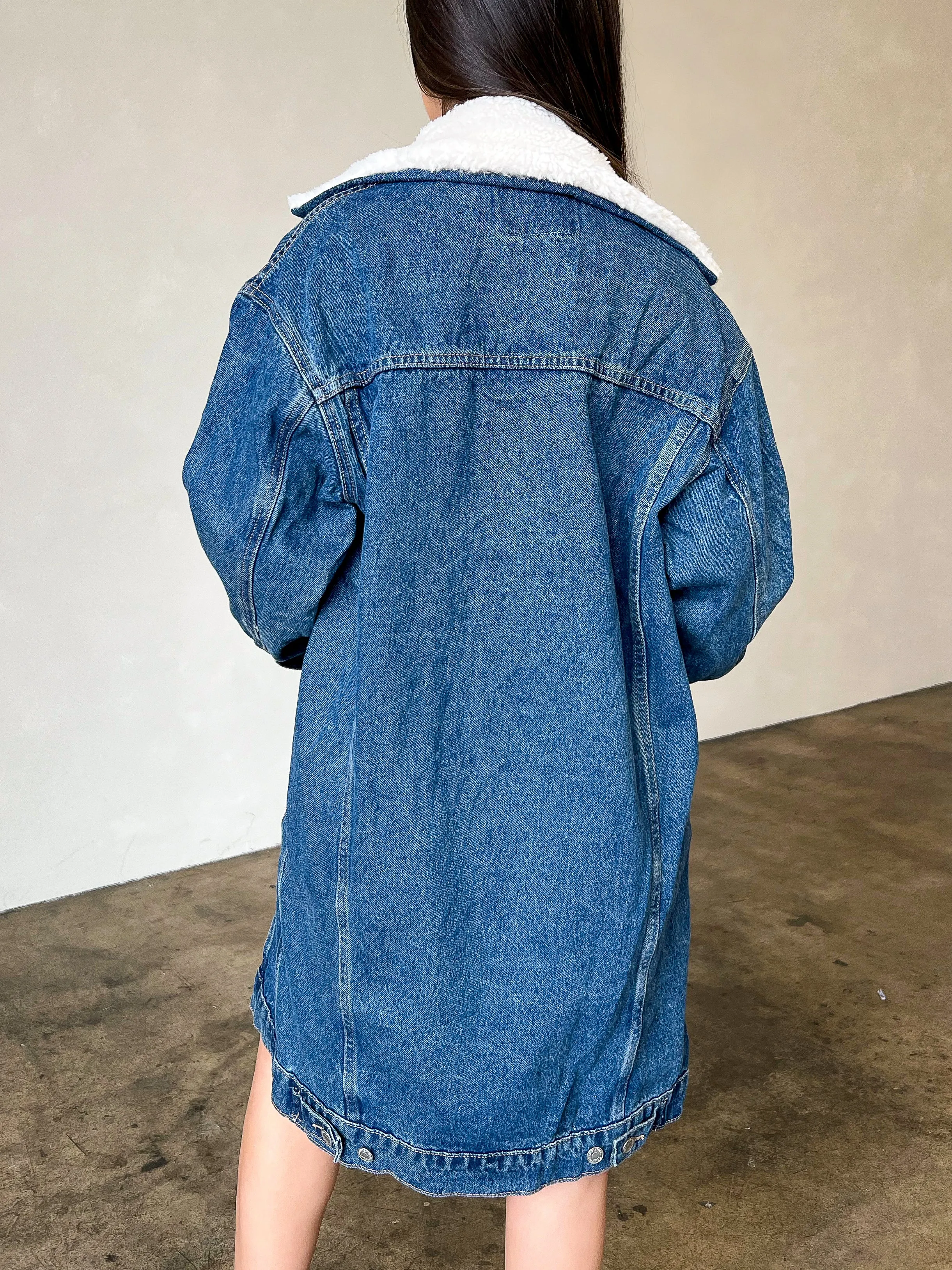 Jessie Sherpa Denim Jacket (Medium Denim)