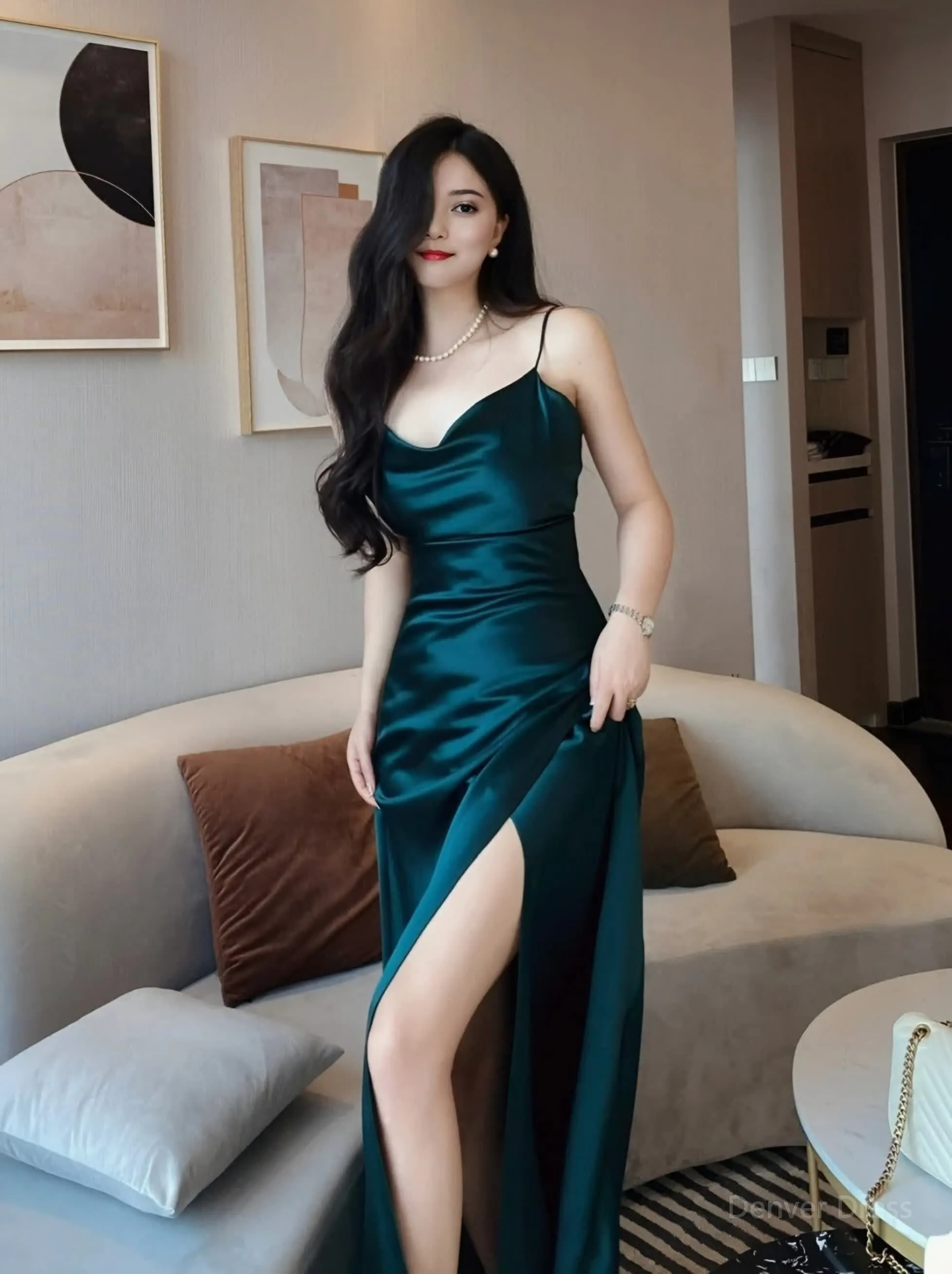 kamahe Emerald Green Prom Dress Long Party Dress Outfit, Evening Dress Simple Formal Dress Online Store