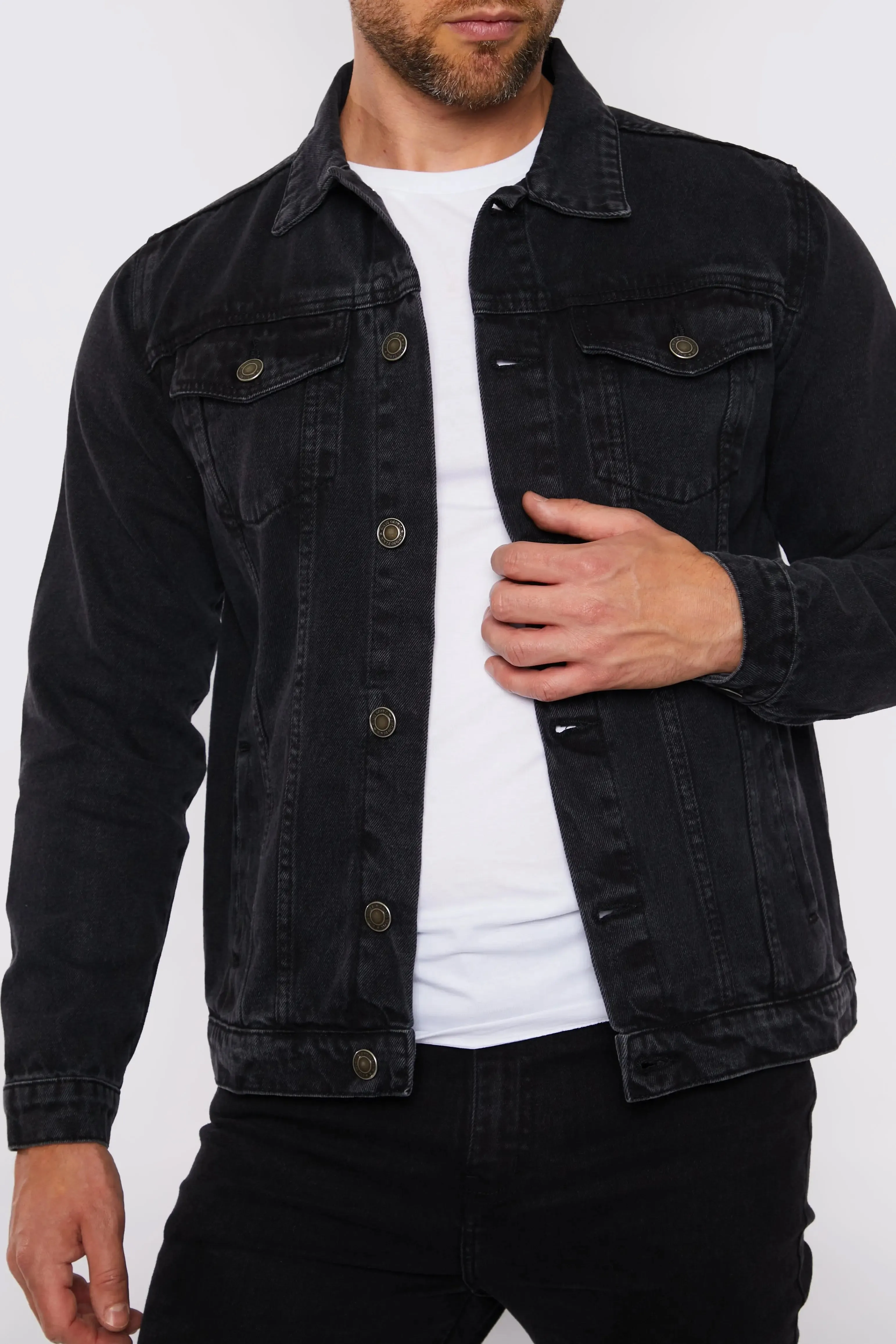 Men's Western Denim Jacket - Black Wash