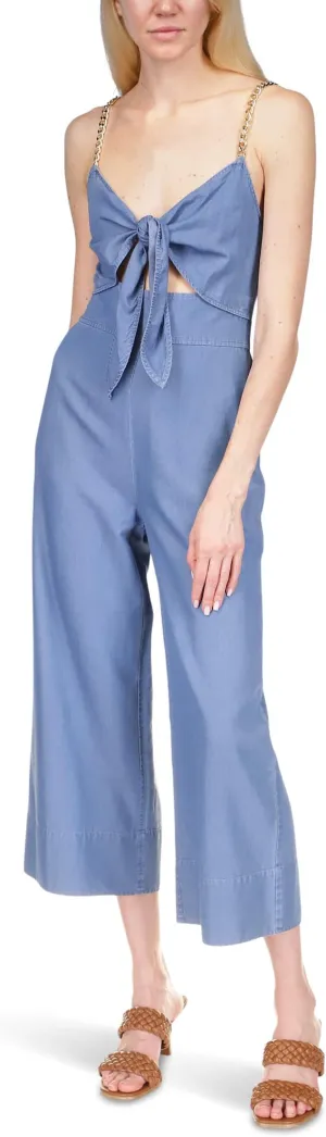 MICHAEL Michael Kors Chambray Tie Jumpsuit in Light Cadet Wash