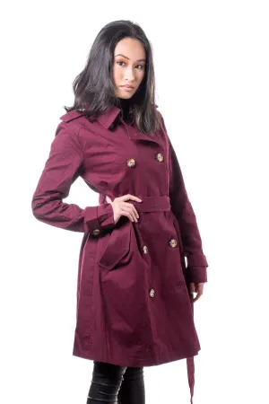 Misty Mid-length Trench Coat- Burgundy