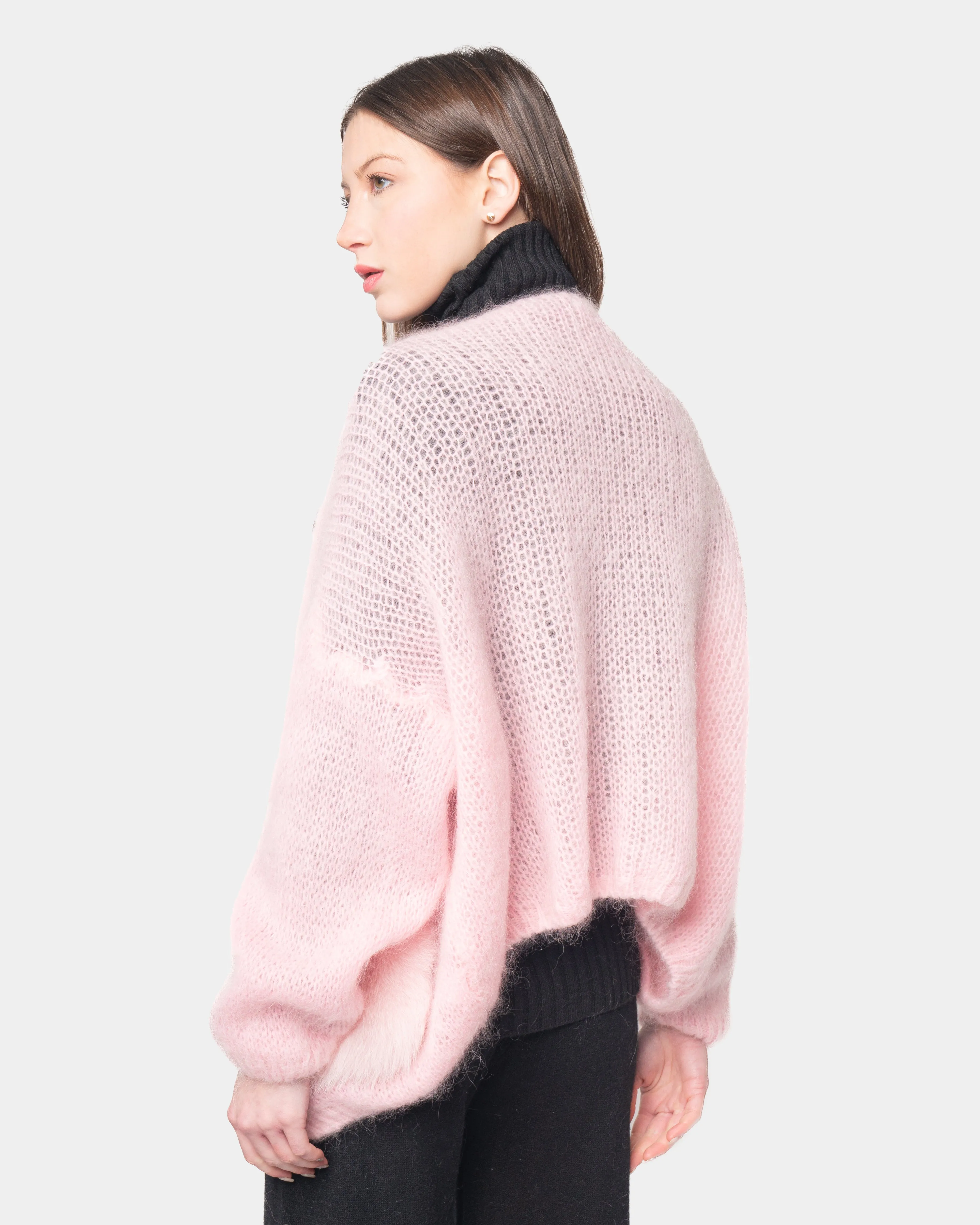 Moair short cardigan - pink