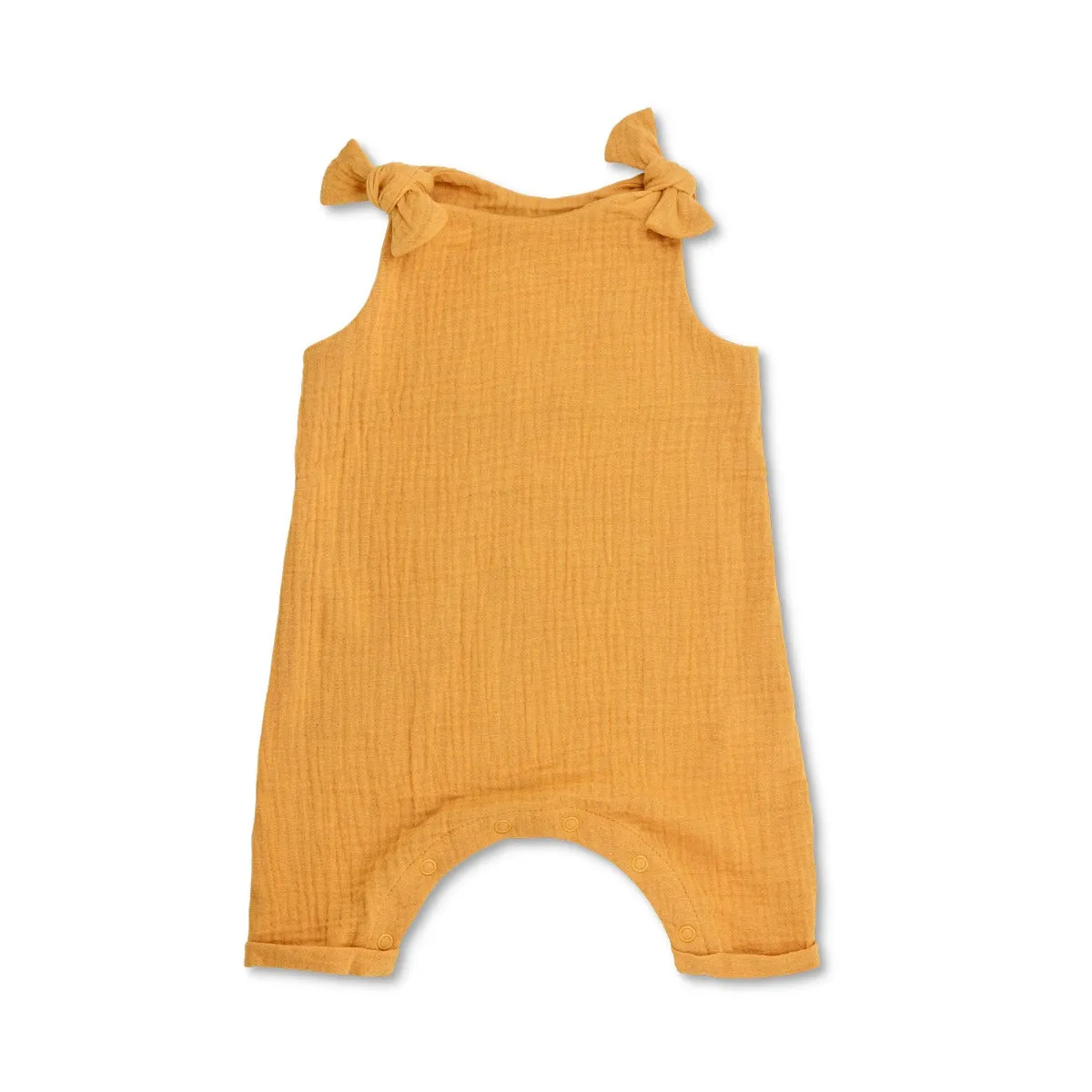 Muslin Knot Tie Overalls - Mustard