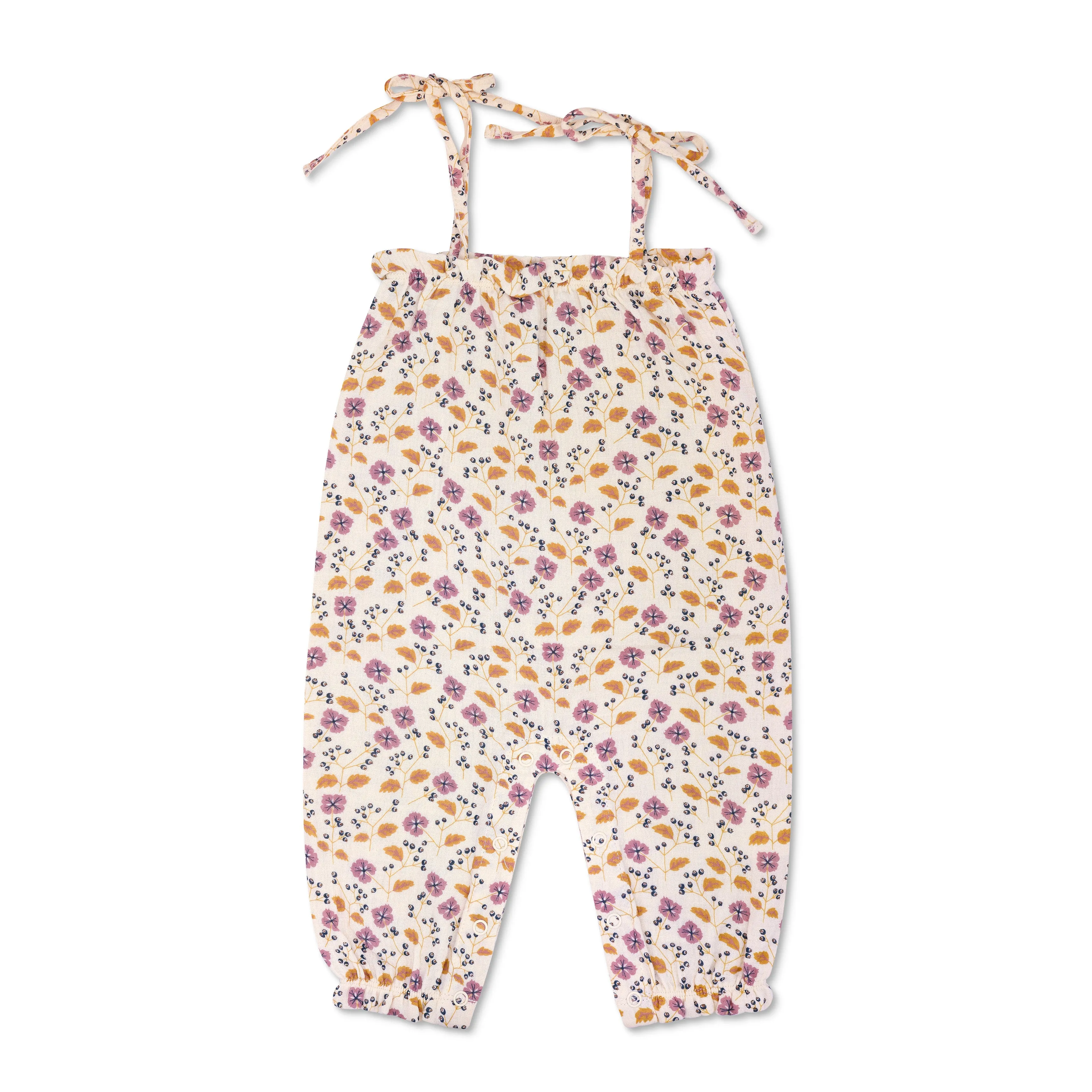 Muslin Tie Shoulder Jumpsuit - Pink Flower