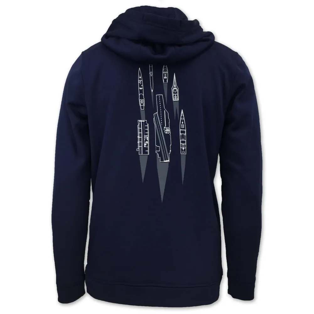 Navy Under Armour Damn The Torpedoes Ship Hood (Navy)