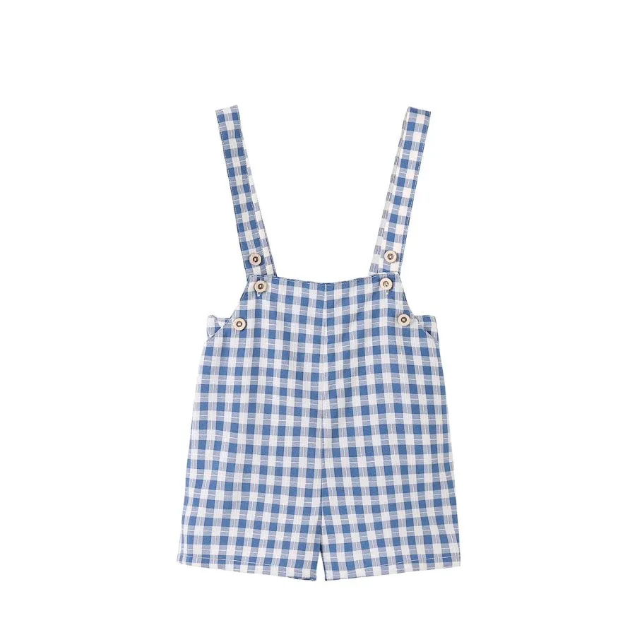 Nou Nelle Boys Blue Gingham Overalls