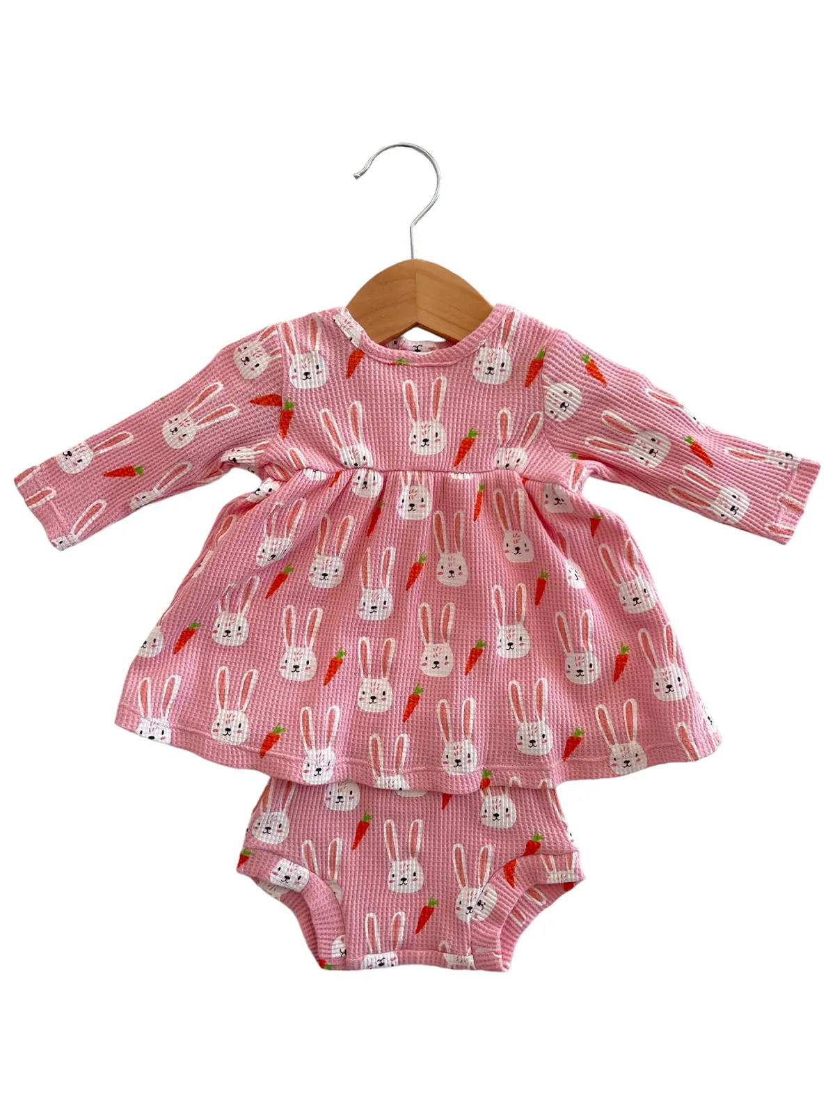 Organic Waffle Simple Dress & Bloomer, Sister Bunny