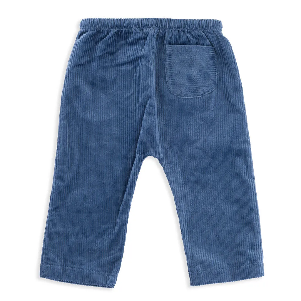 Pablo Slate Blue Drawstring Corduroy Pants