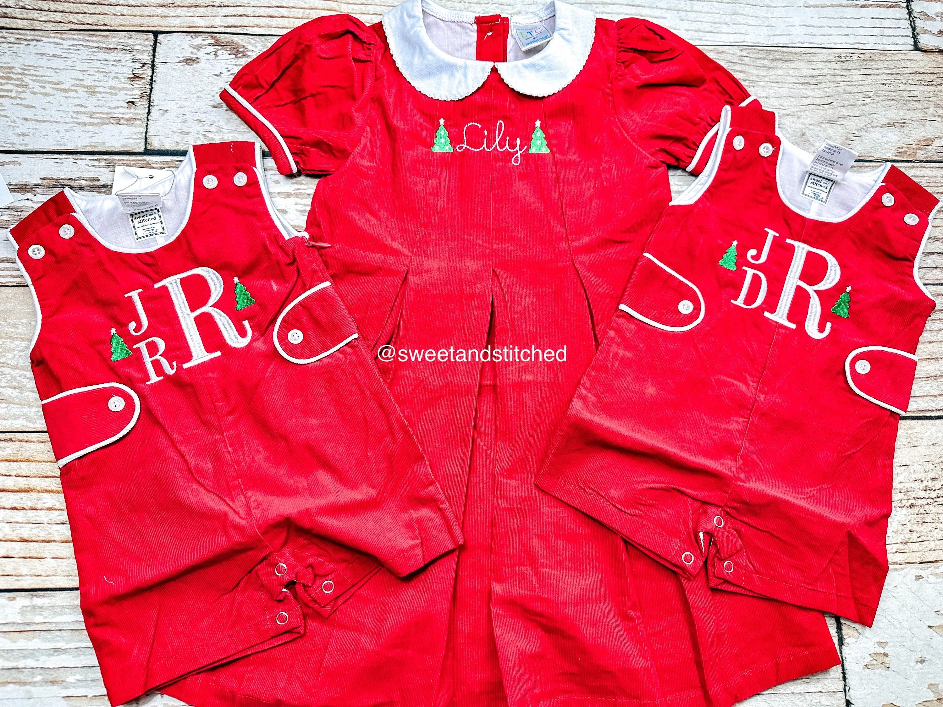 Personalized Baby Boy Christmas jon jon - red corduroy monogrammed Christmas outfit, 1st Christmas outfit personalized, Christmas jon jon