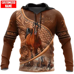 Personalized Brown Hoodie With Horse, Sublimation Racing Horse On Hoodie For Men And Women