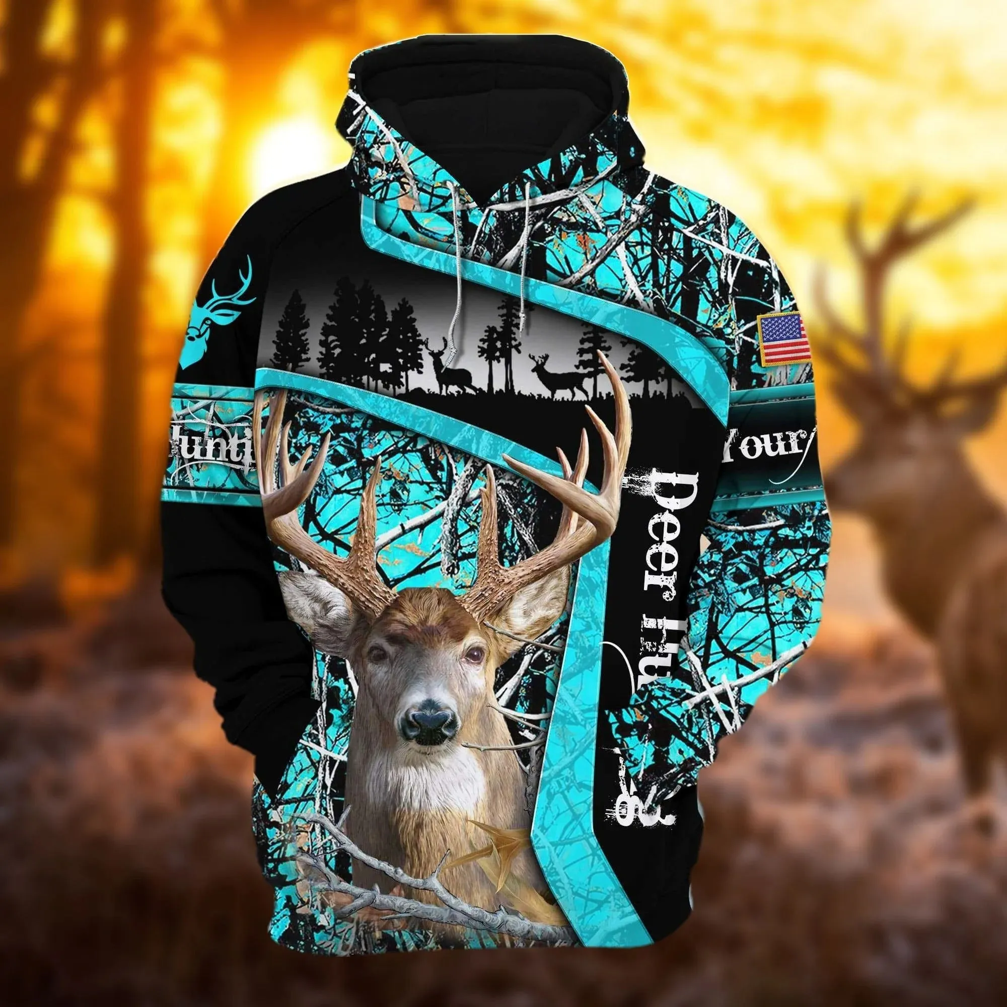 Personalized Deer Hunting Hoodie 3D All Over Print Multicolor Hunting Hoodie Hunter Gift