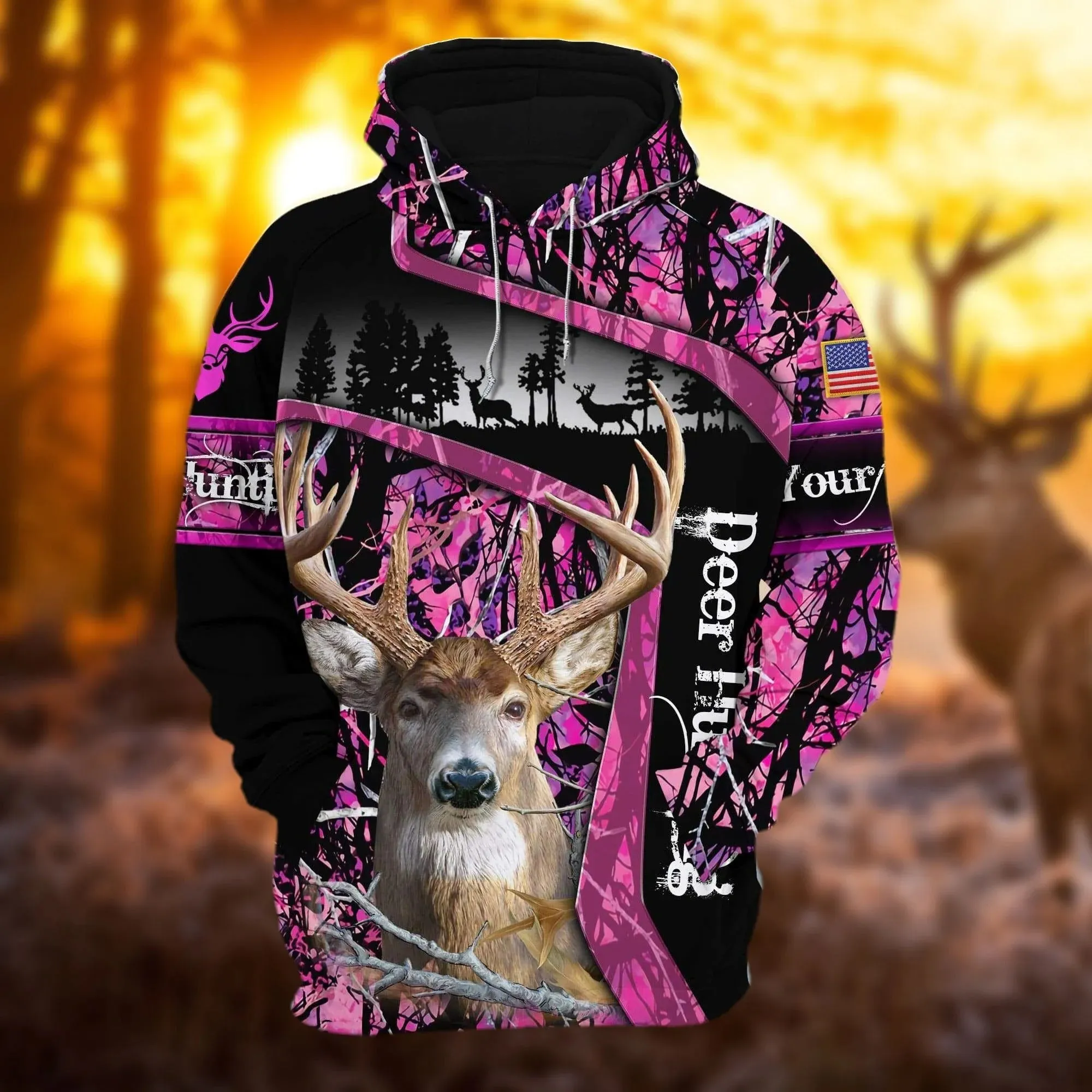 Personalized Deer Hunting Hoodie 3D All Over Print Multicolor Hunting Hoodie Hunter Gift