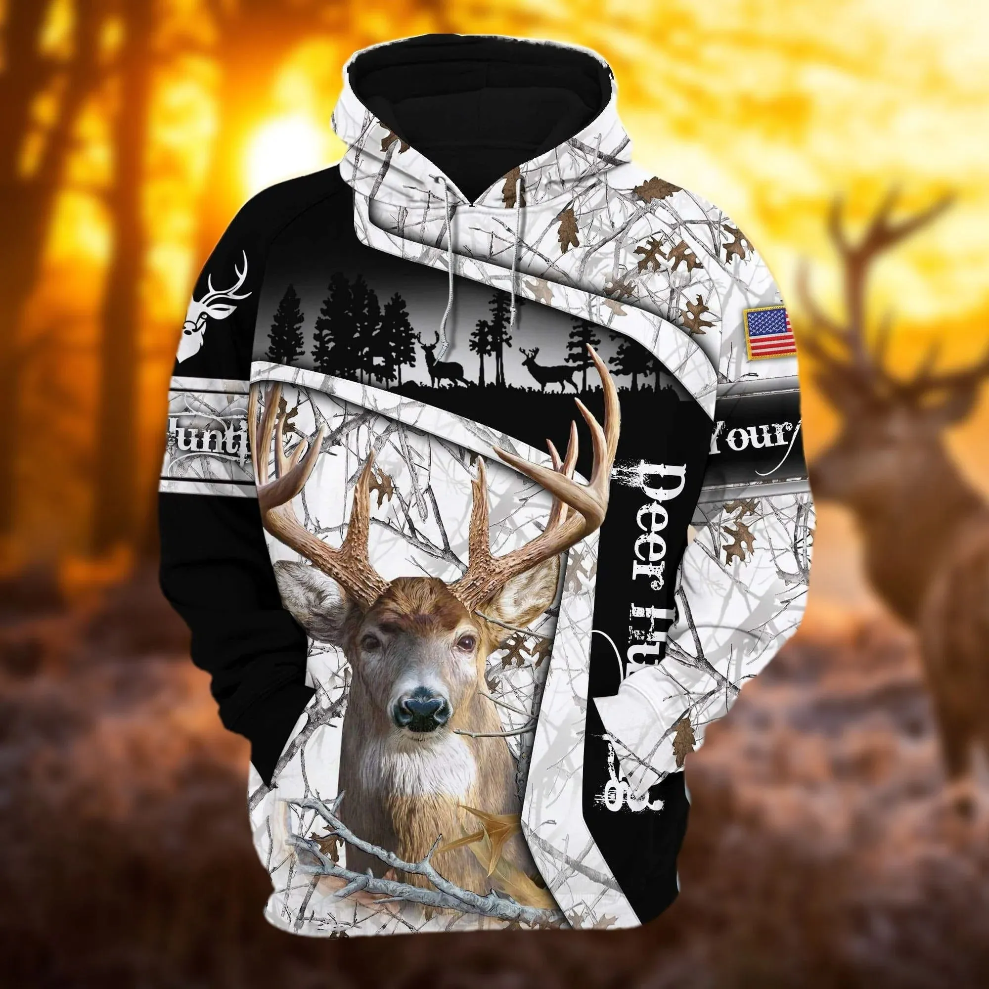 Personalized Deer Hunting Hoodie 3D All Over Print Multicolor Hunting Hoodie Hunter Gift