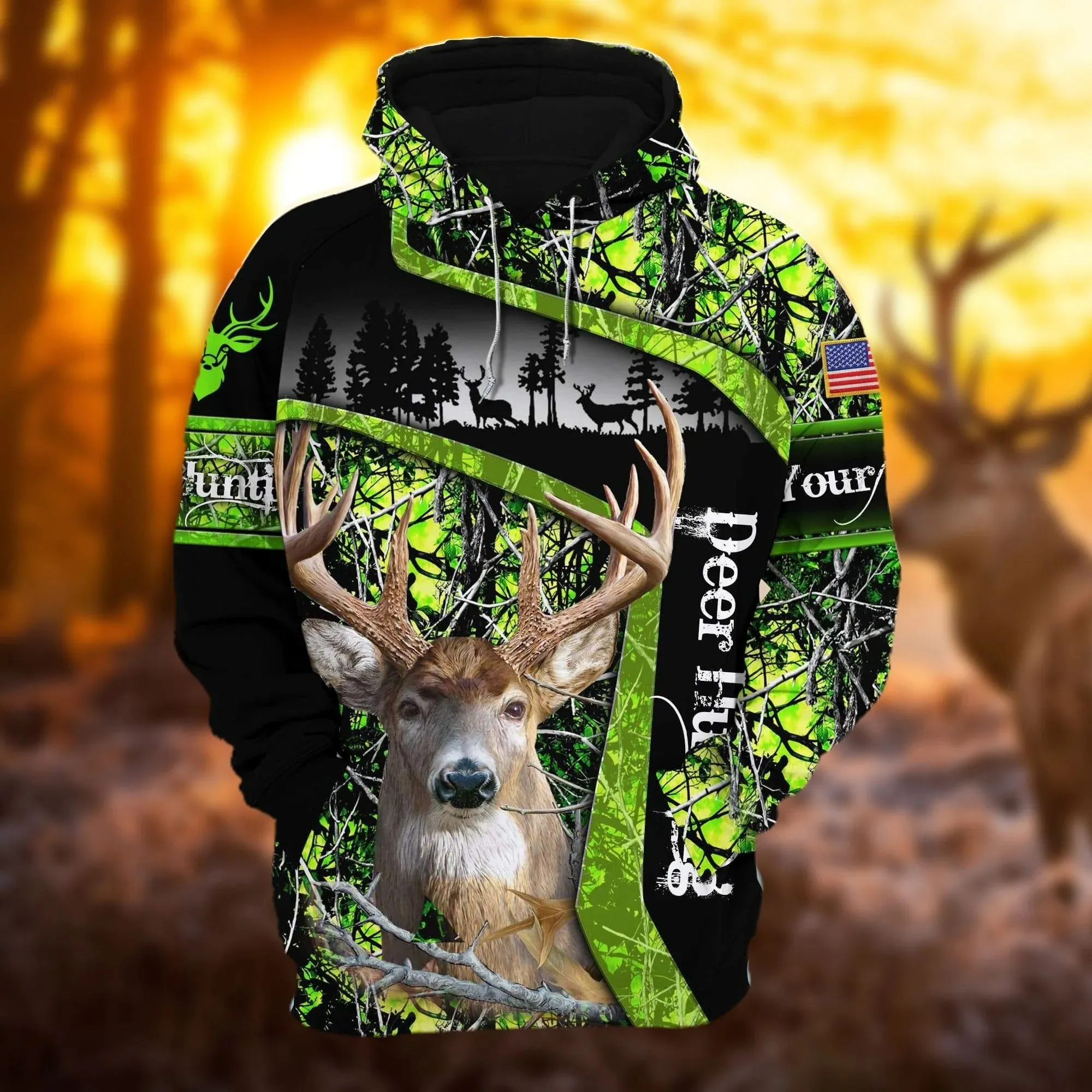 Personalized Deer Hunting Hoodie 3D All Over Print Multicolor Hunting Hoodie Hunter Gift