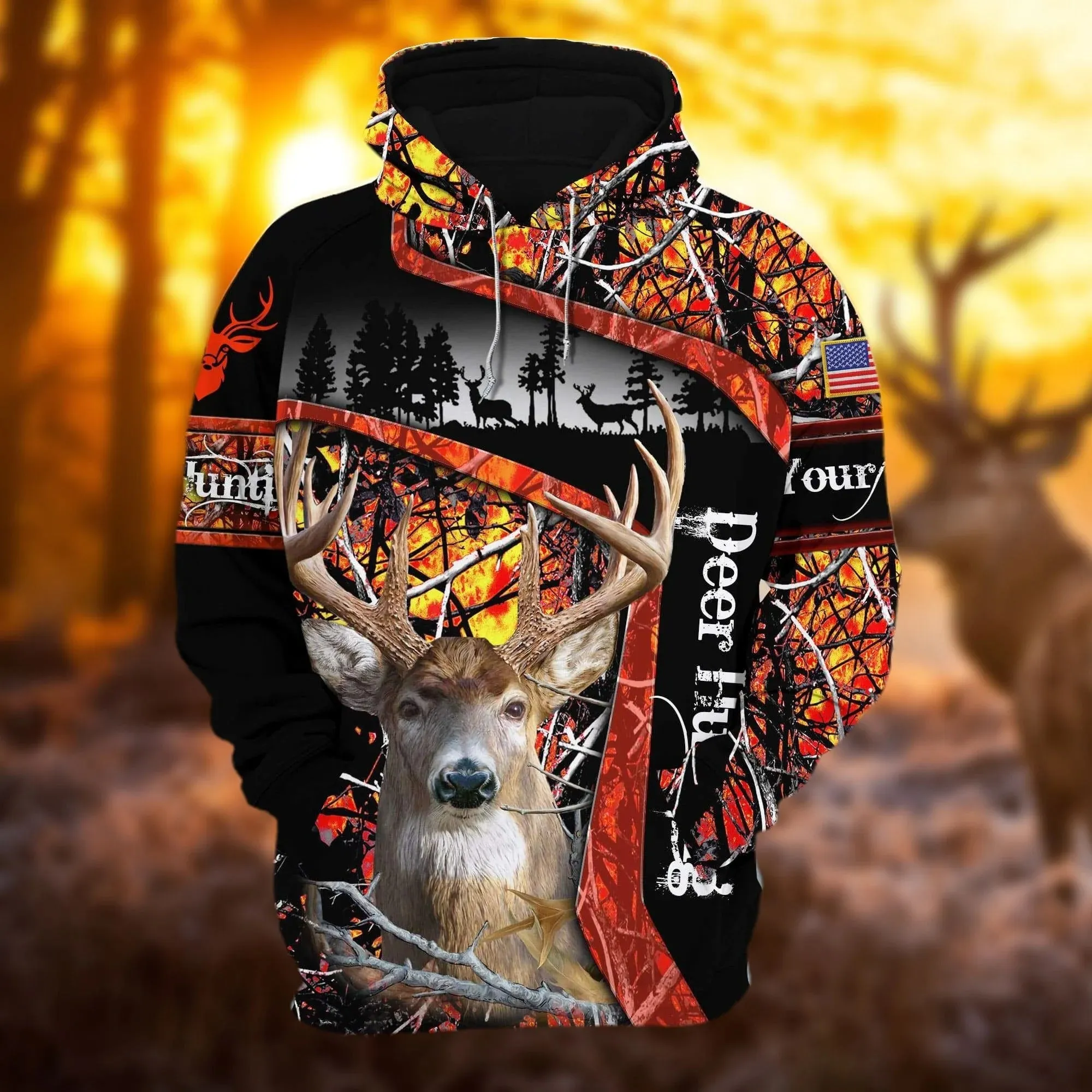 Personalized Deer Hunting Hoodie 3D All Over Print Multicolor Hunting Hoodie Hunter Gift