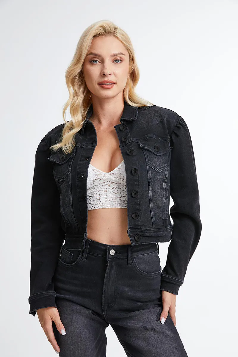 Puffy Sleeve Denim Jacket