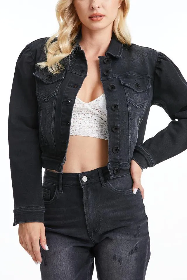 Puffy Sleeve Denim Jacket