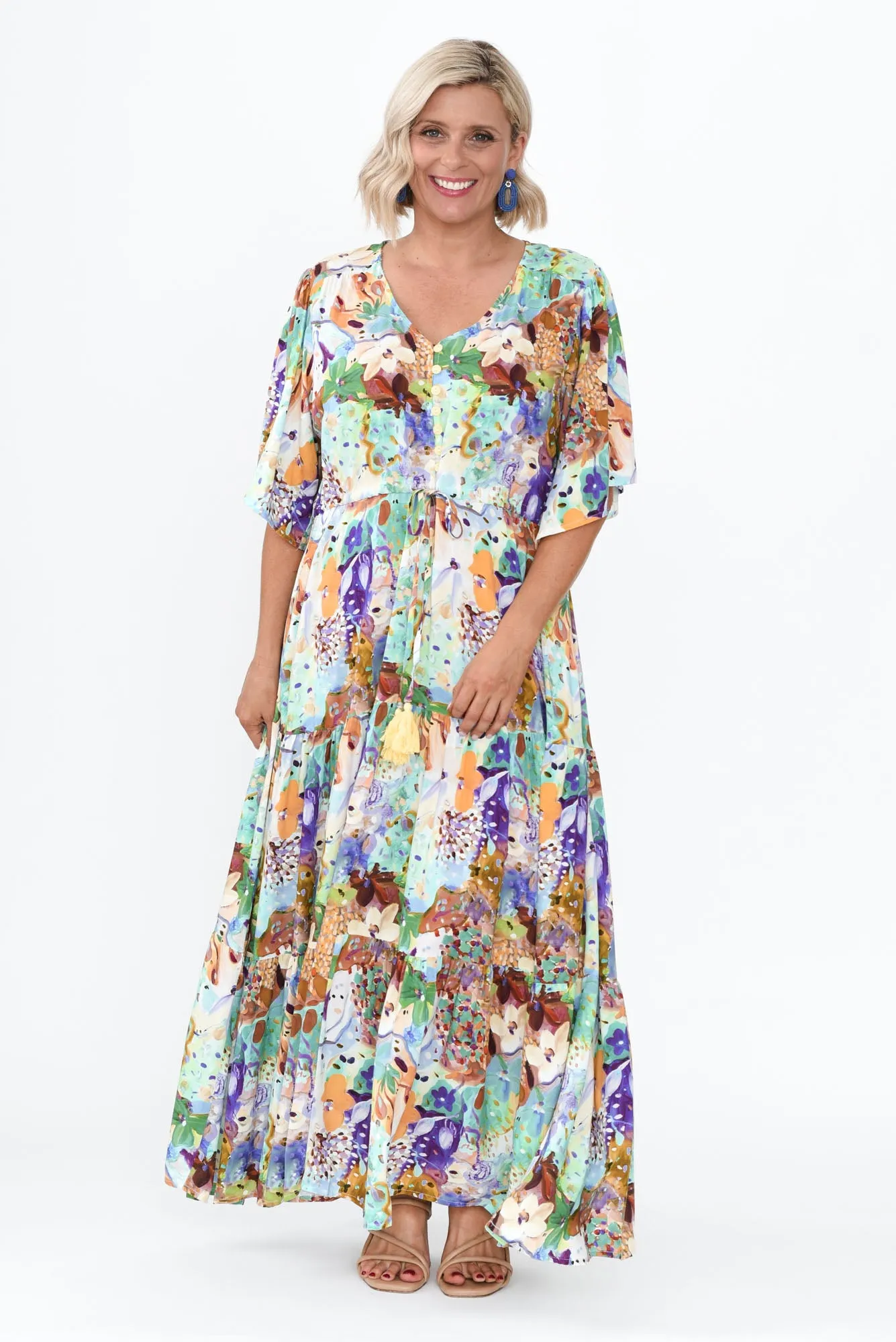 Quinne Blue Floral Tier Dress