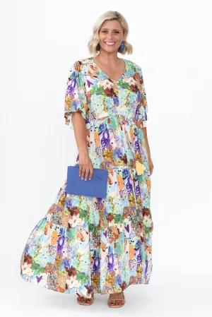 Quinne Blue Floral Tier Dress