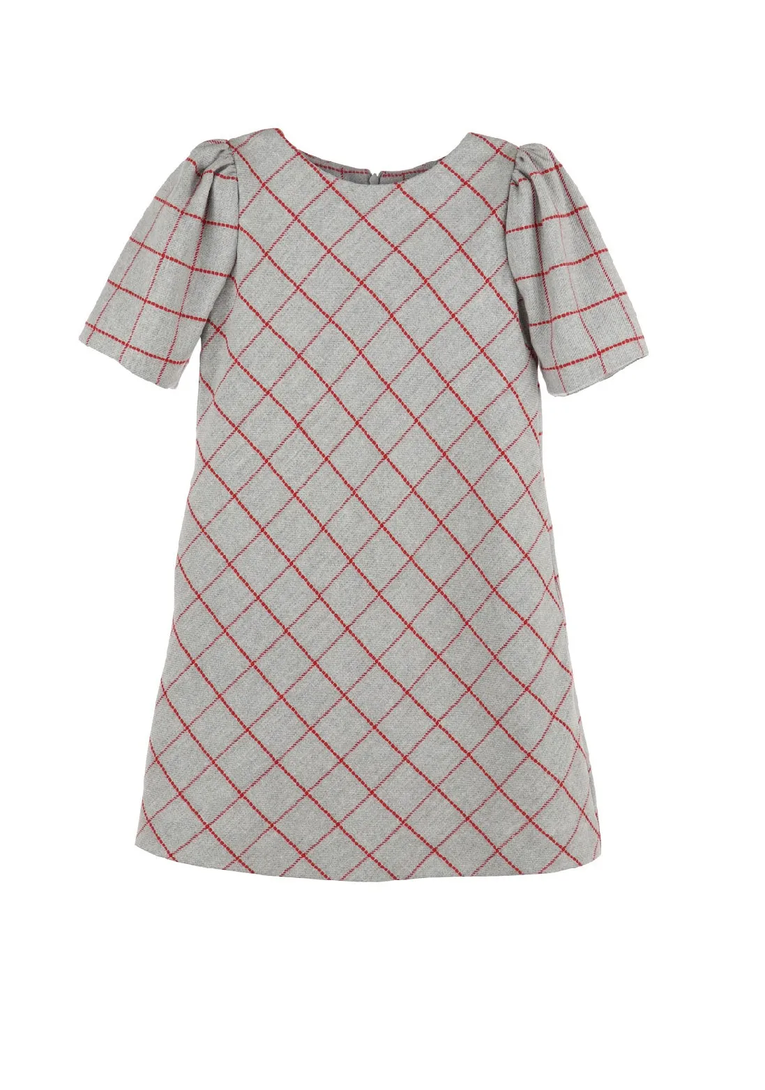 Red   Grey Shift Dress