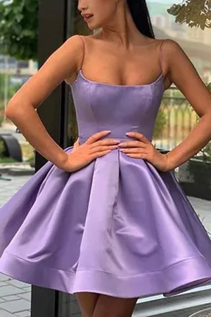 Simple Purple Short Homecoming Dress