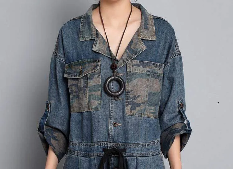 Street-Smart Army Denim Bodysuit