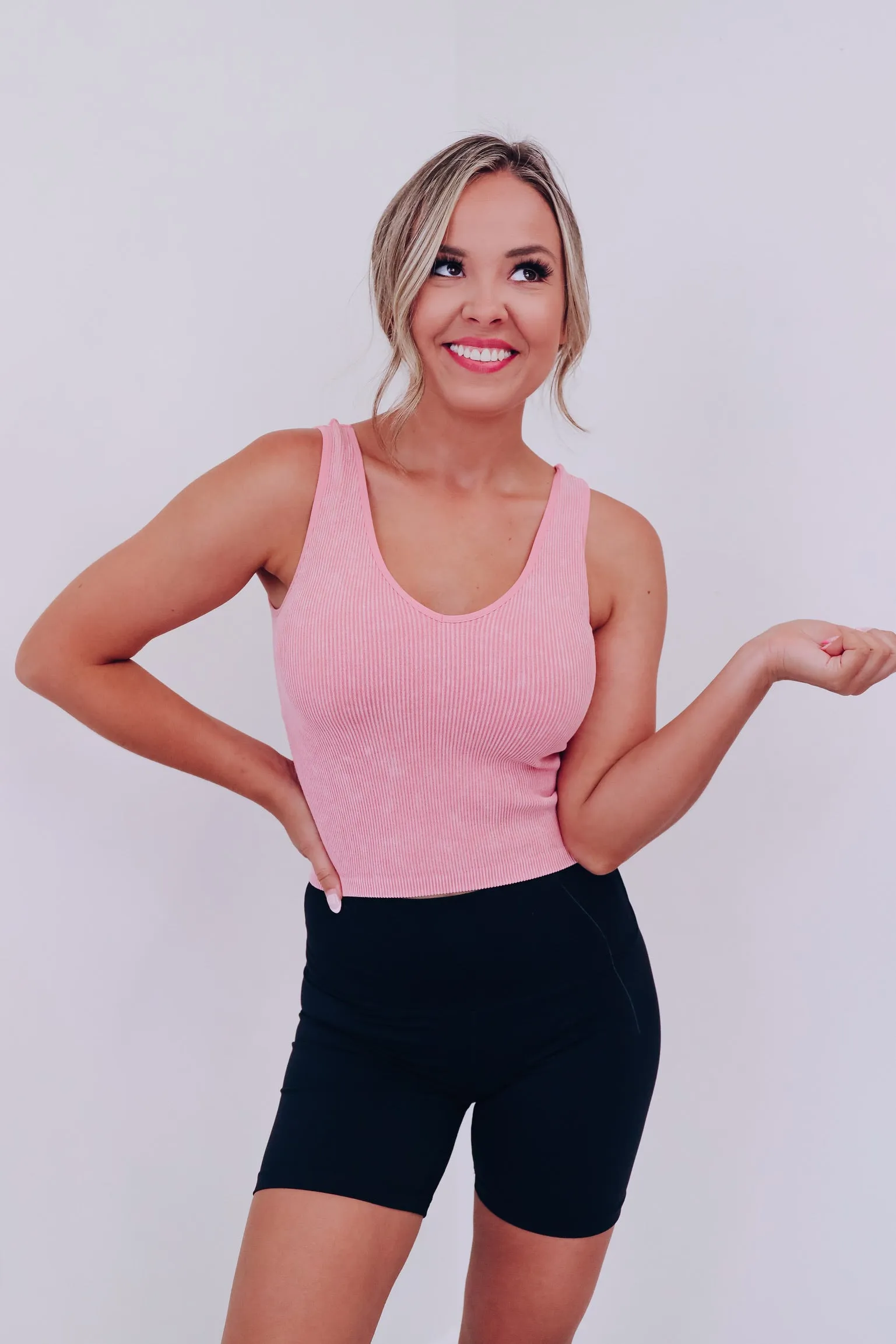 The 2 In 1 Reversible Crop Tank Top - Mineral Rose