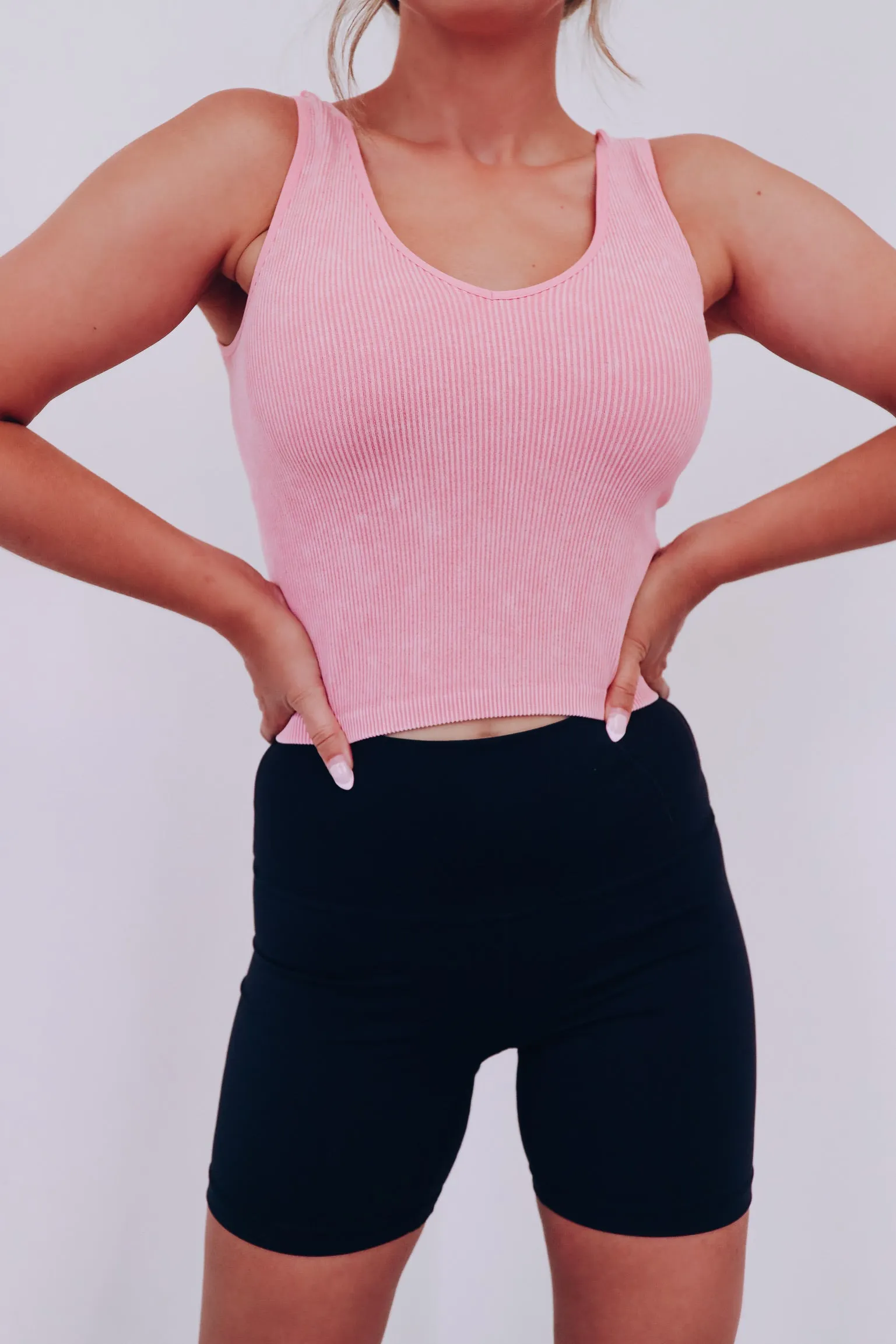 The 2 In 1 Reversible Crop Tank Top - Mineral Rose