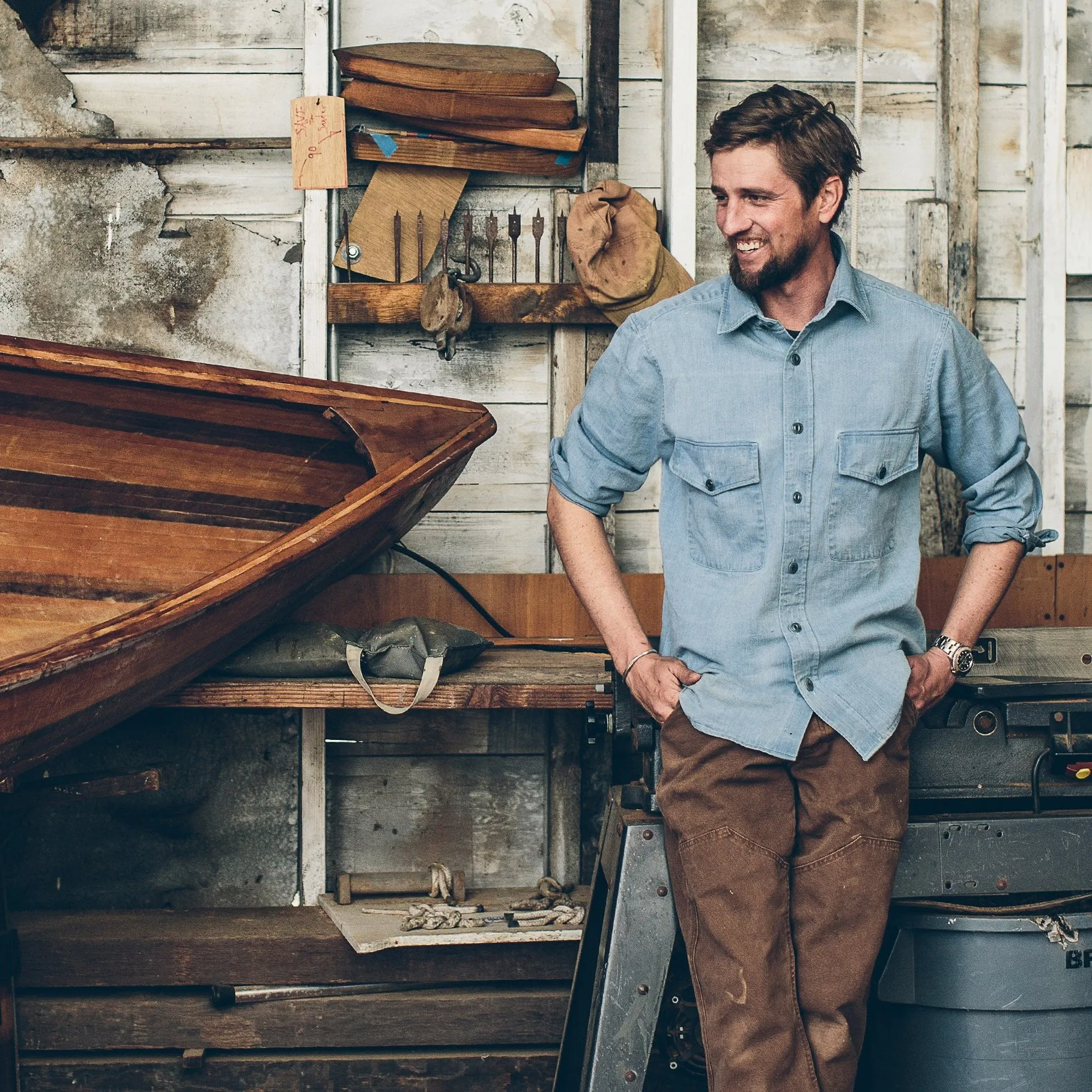 The Maritime Shirt Jacket in Sun Bleached Indigo