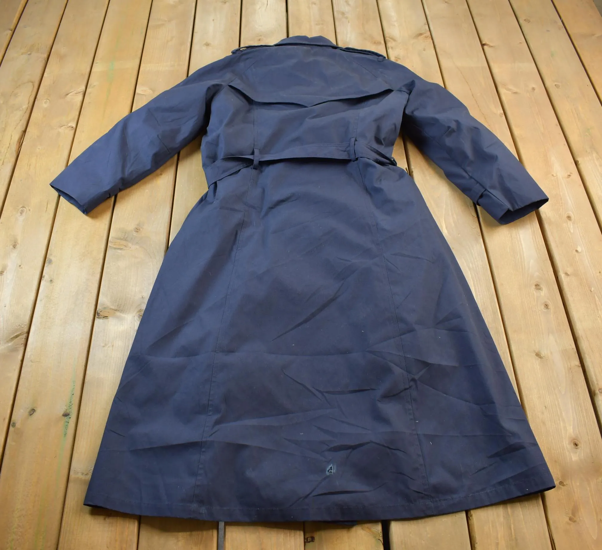 Vintage 1980s United States Air Force Navy Blue Trench Coat