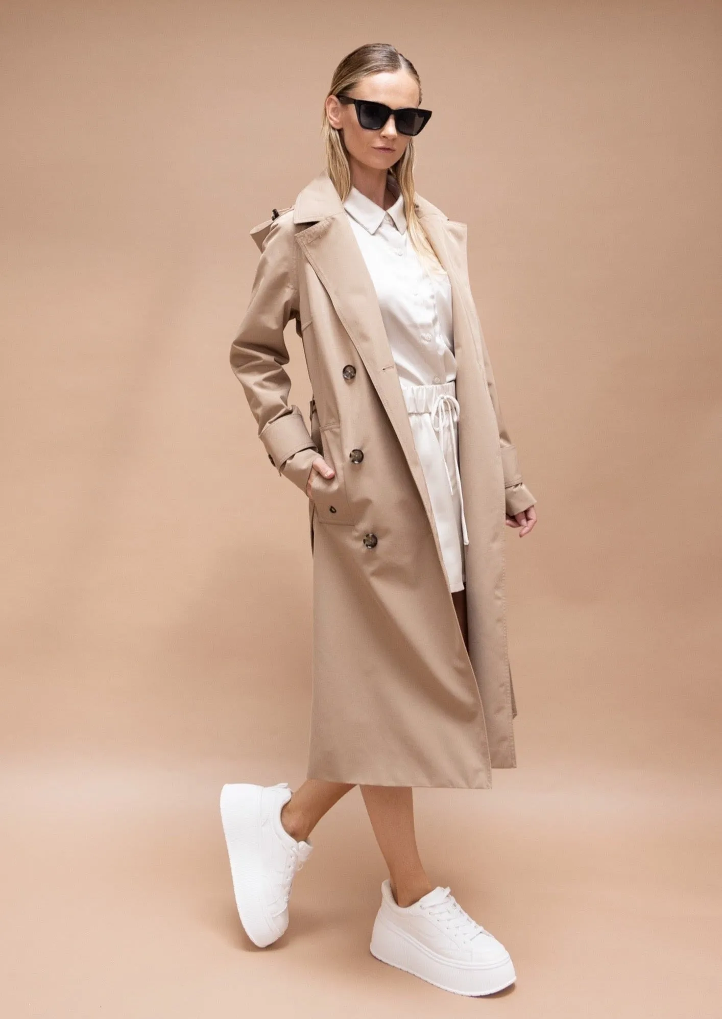 Waterproof Straight Trench - Beige