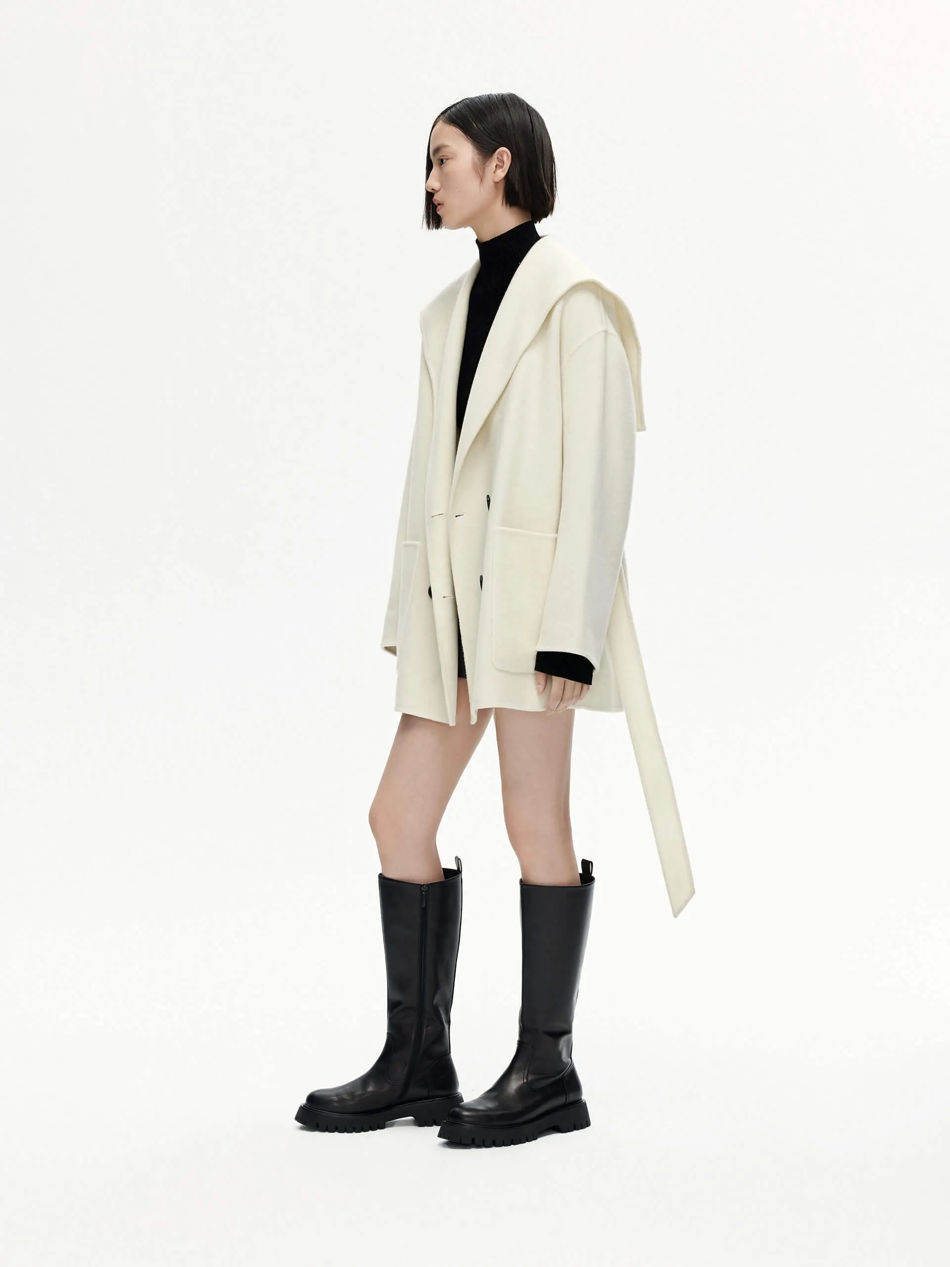 Wide Collar Wool Coat