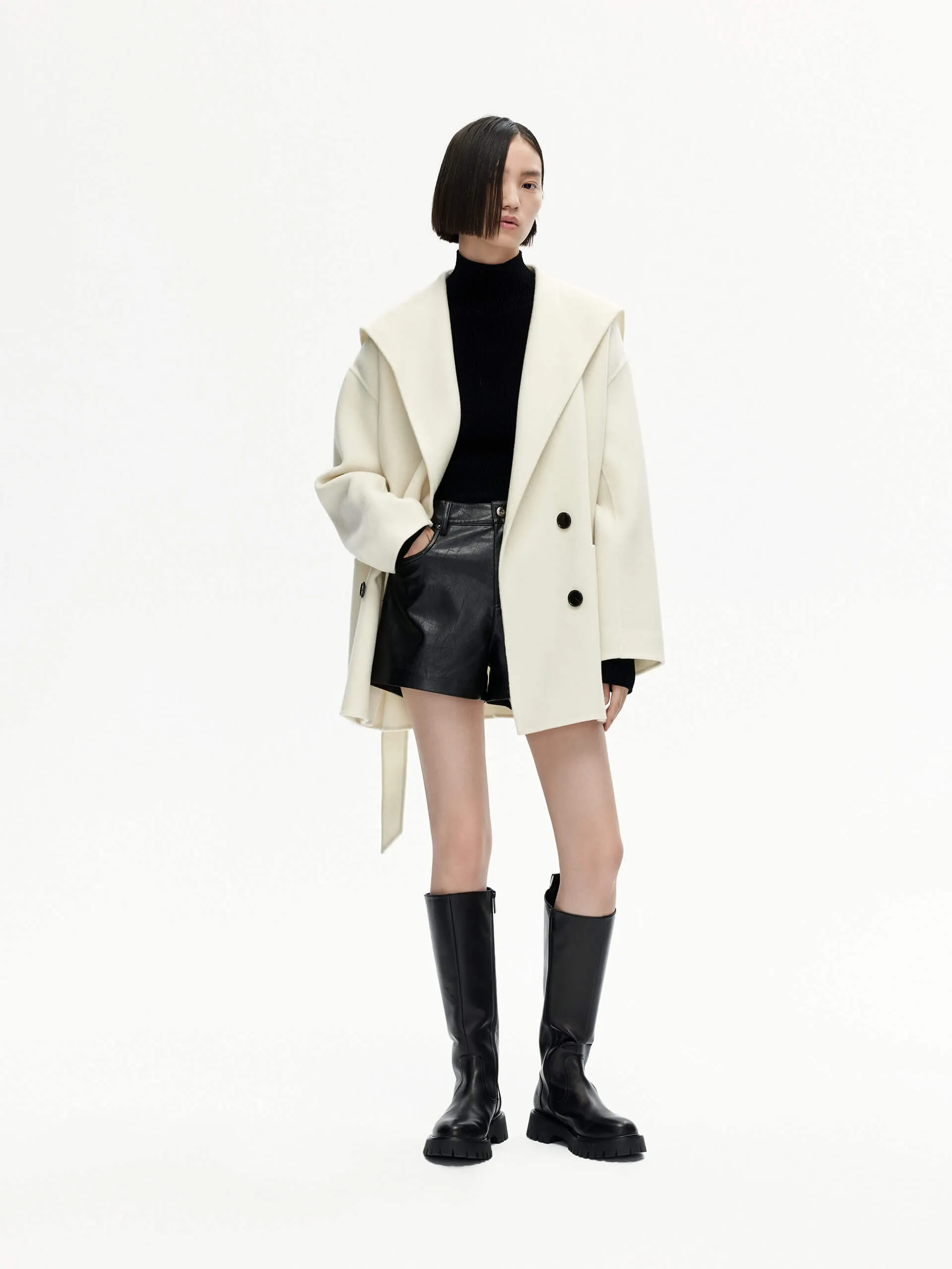 Wide Collar Wool Coat