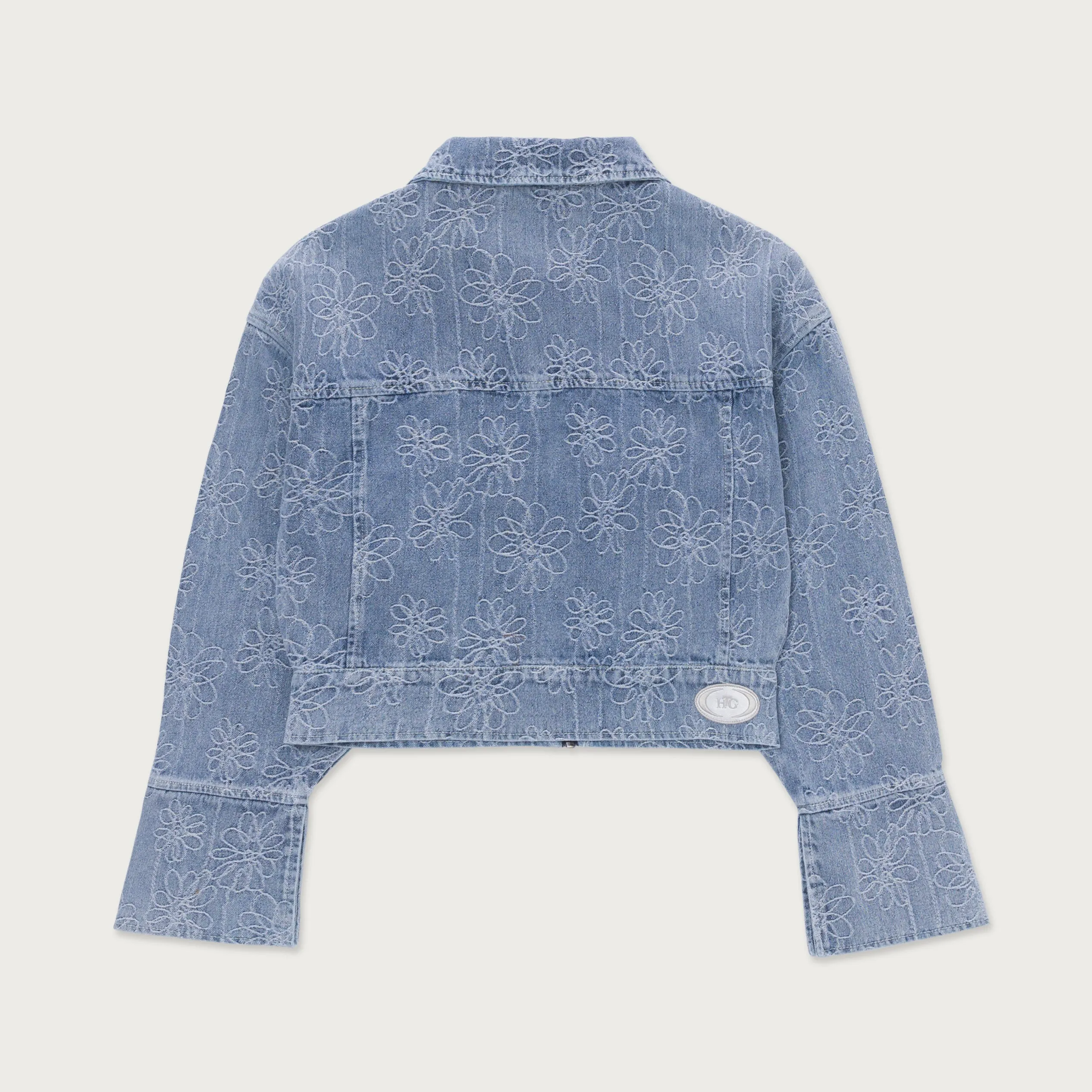 Womens Cropped Denim Jacket - Light Blue