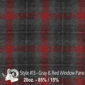 Wool Swatch - 13 - Gray & Red Window Pane