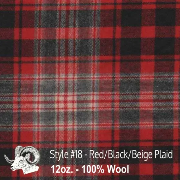 Wool Swatch - 18 - Red, Black, & Beige Plaid