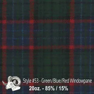 Wool Swatch - 53 - Green, Blue, & Red Windowpane