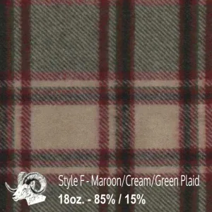 Wool Swatch - F - Maroon, Cream, & Green Plaid